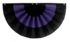 3 stripe purple and black mourning & funeral pleated fan bunting